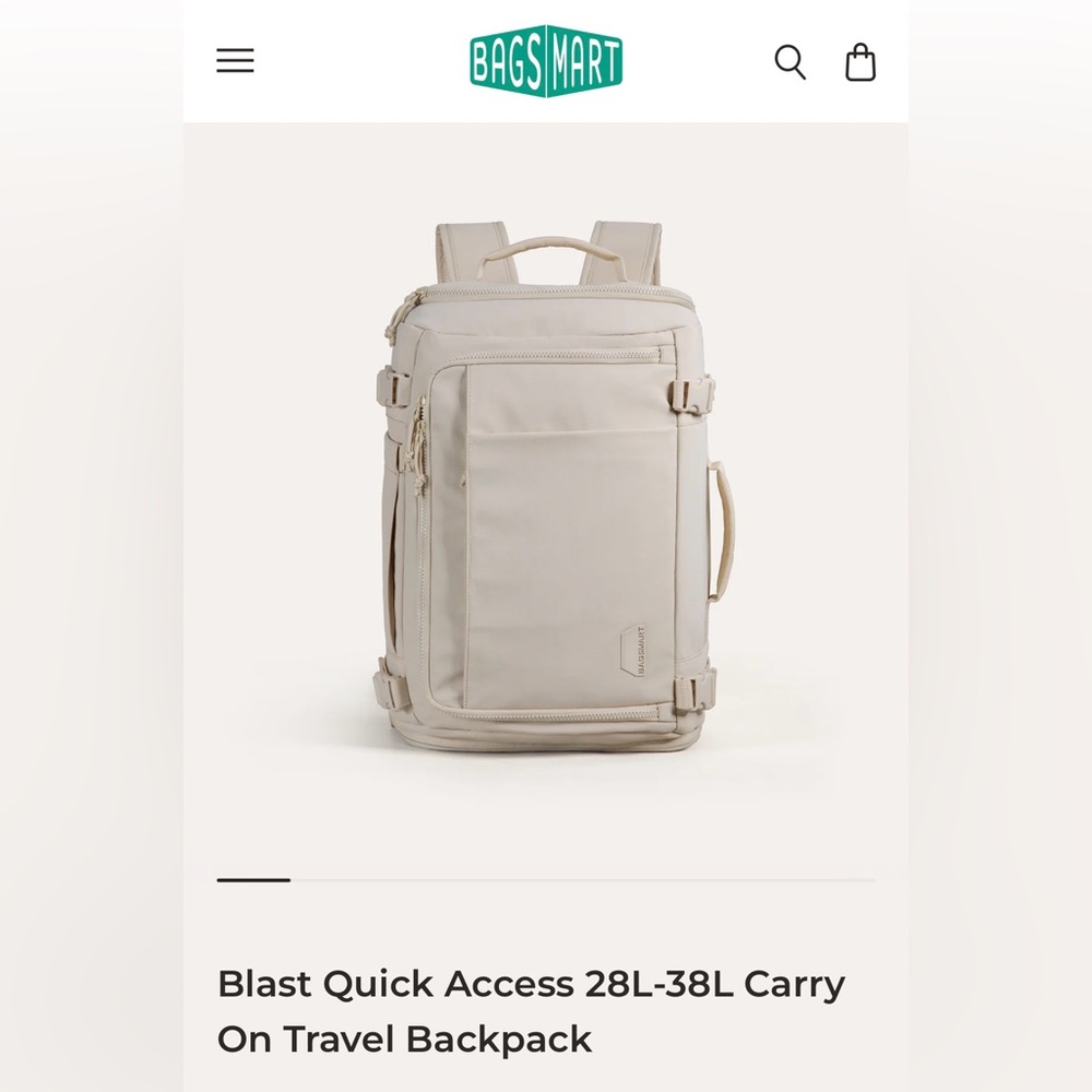 BAGSMART Blast Quick Access 28L Carry On Travel Backpack - Beige
